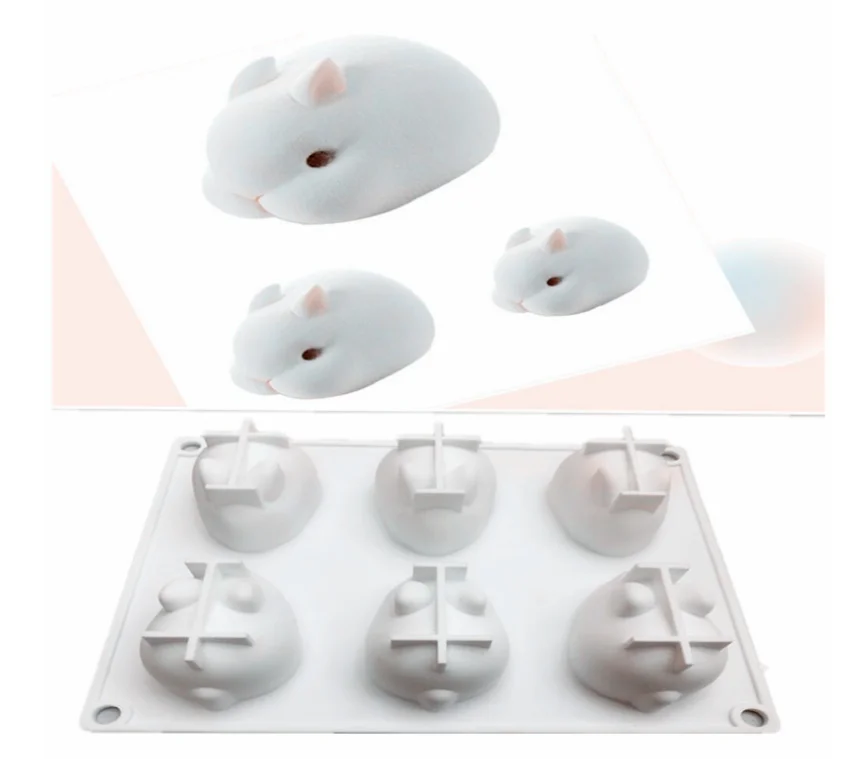

3D Rabbit Soft Silica Gel Cake Decorative silicone Mould DIY Baking French Dessert Animal Soap molds for soap making