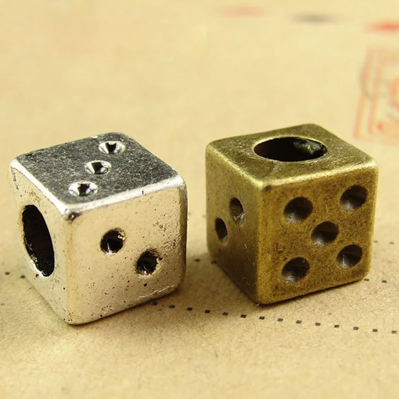 9*9*9MM Antique Bronze Retro dice beads charm pendant manual, european
