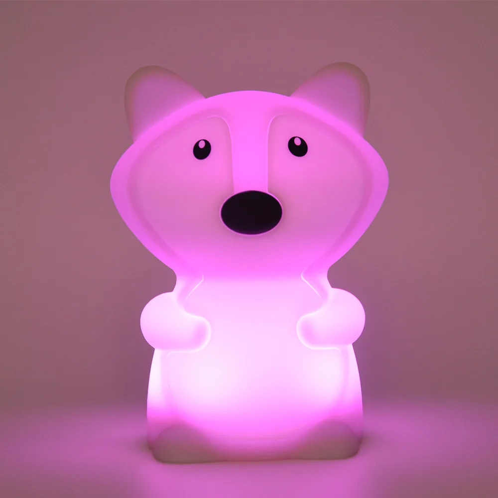 SuperNight Cute Cartoon Fox LED Night Light Touch Sensor 9 Colors Silicone Kids Children Baby Bedroom Bedside Table Lamp Gift (3)