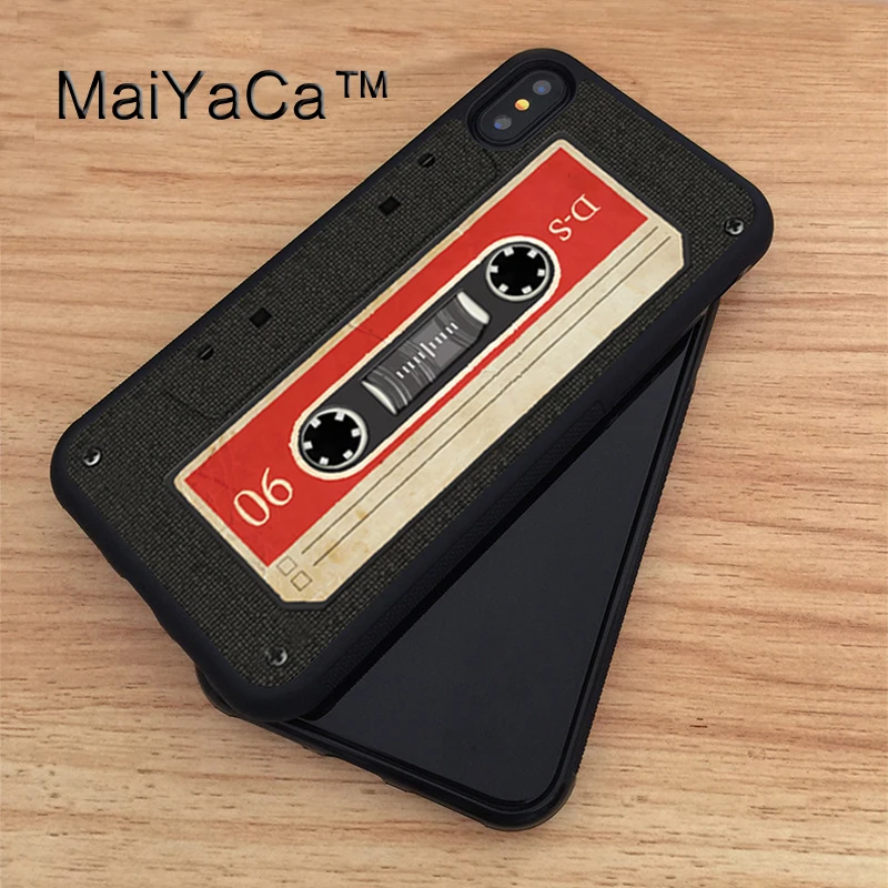 MaiYaCa Retro cassette Tape Soft Rubber Fitted Cases For iPhone X Cover