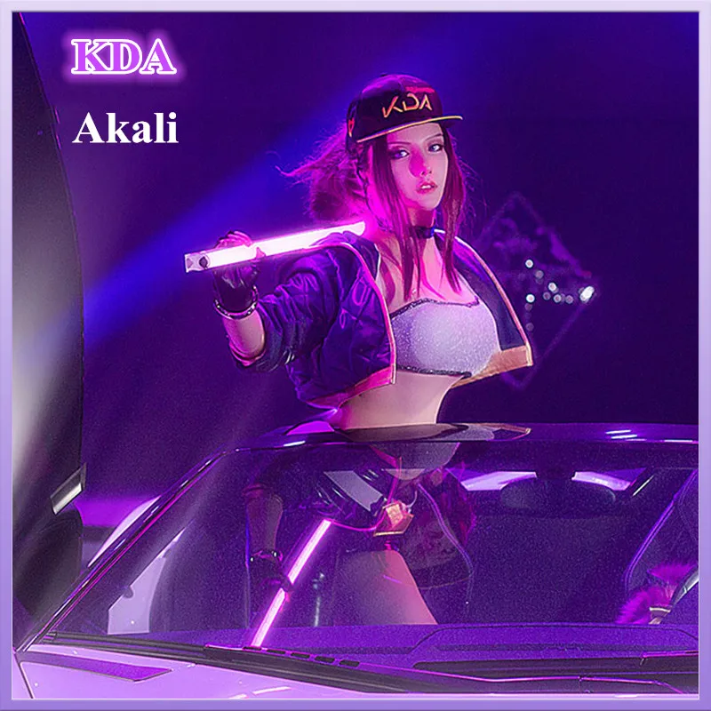 Аниме! Костюм для косплея LOL KDA Akali The Rogue Assassin Battle сексуальная униформа костюм на