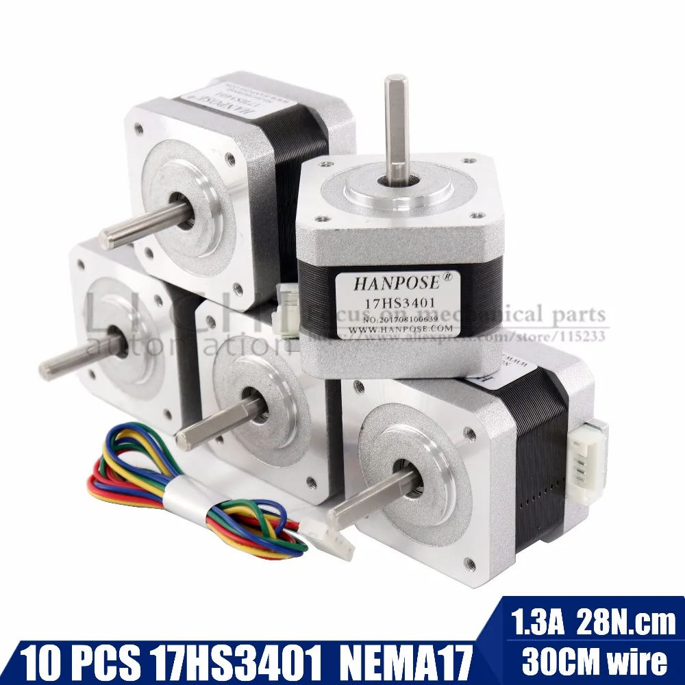 

Free shipping 10 pcs Nema17 17HS3401 4-lead Stepper Motor 42 motor 42BYGH 1.3A CE CNC Laser Grind Foam Plasma Cut for 3D printer