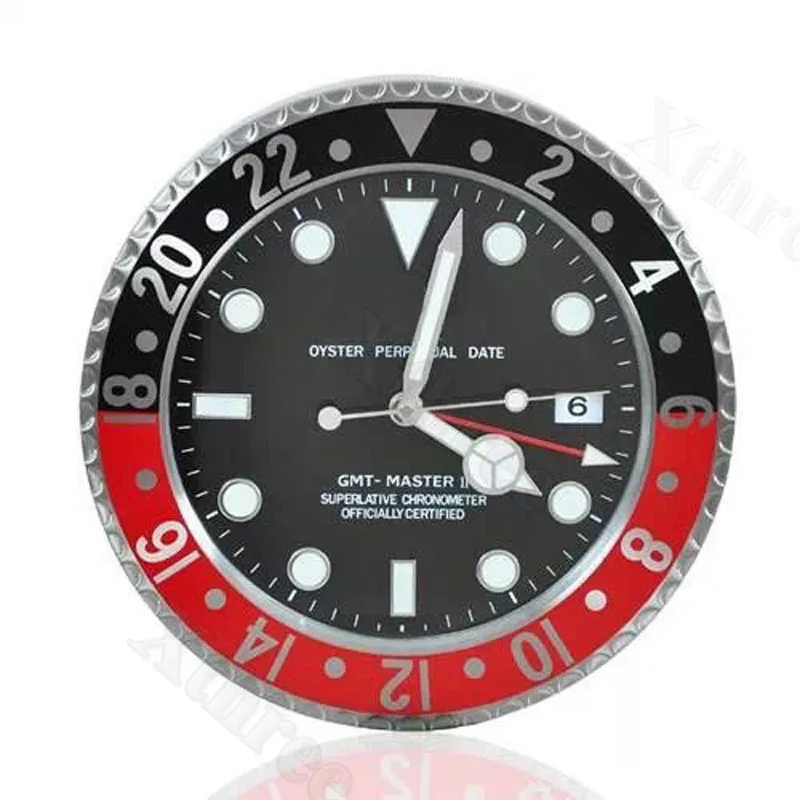 S&F Top Design Metal Watches Shape Wall Clock with Silent Mechanism Mute Wall Clock on The Walls - Цвет: Red and black