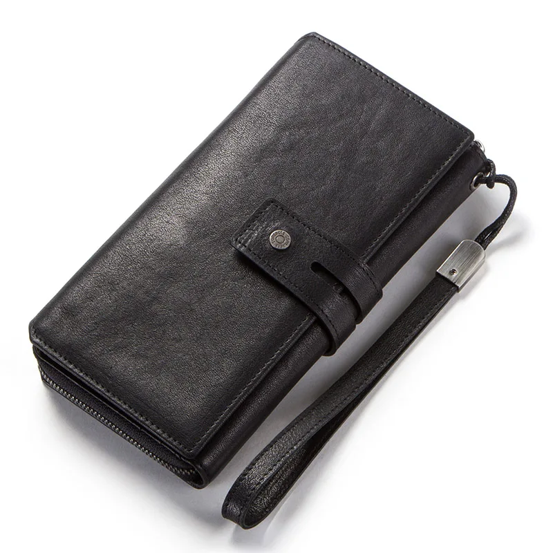 CONTACT'S Кожаный бумажник с застежками молния с отделениями для карт, в винтажном стиле карман для телефона мужские длинные кошельки