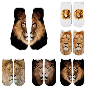 

Funny Lion Printed socks short Animal Women socks Terror novelty socks Fashion Cute Low Cut Ankle Socks men 5ZWS63