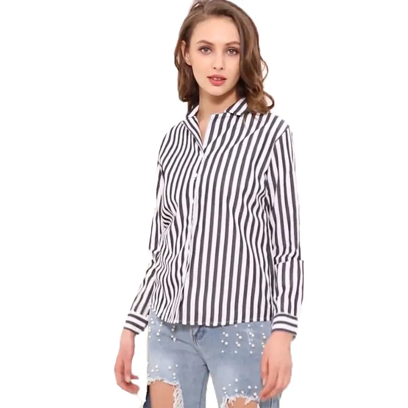 Striped Women Blouse 2018 New Autumn Full Sleeve Office