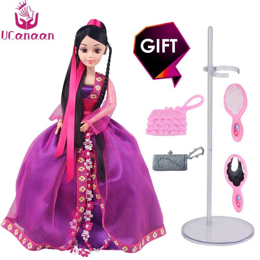 UCanaan Хуа мулань 30 см кукла черные длинные волосы Игрушки для девочек 3D глаза 12