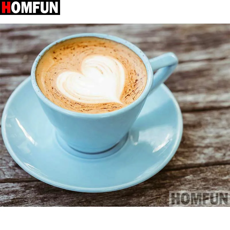 

HOMFUN 5D Diamond "Coffee landscape" Diamond Embroidery Full Round/ Square Diy Diamond Painting Cross Stitch Home Decor A17356