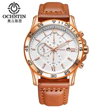 OCHSTIN Sport Montre Homme Top Marque De Luxe Mâle En Cuir Montres Étanche Chronographe Quartz Montre-Bracelet Militaire Hommes Horloge saat