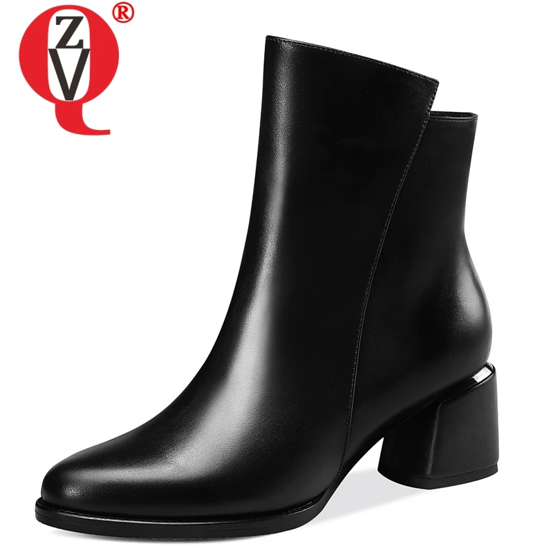 Женская обувь zvq; Новинка 2019 года; модные выразительные ботильоны из высококачественной натуральной кожи с круглым носком на высоком квадра... Женская обувь zvq; Новинка 2019 года; модные выразительные ботильоны из высококачественной натуральной кожи с круглым носком на высоком квадра...