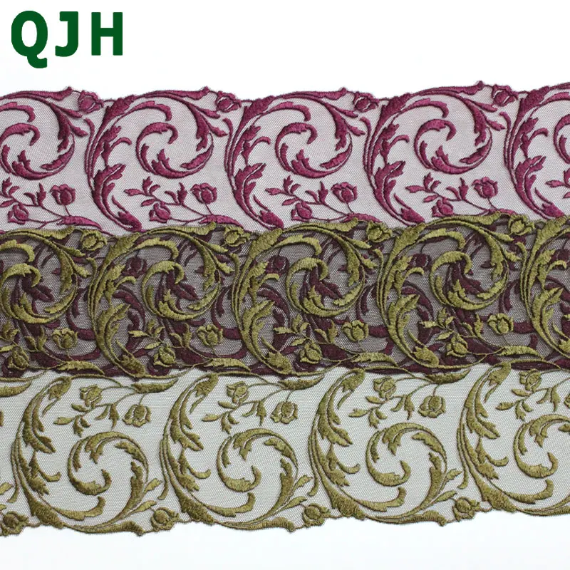 

7.5cm width Purple,Army green Springy Lace Fabric Trim Ribbon Garment Accessories for wedding decoration 1 yard/lot DIY TL070