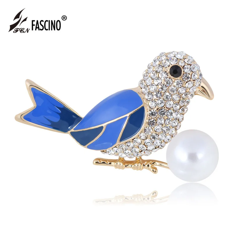 Buy 1PC Blue Bird Enamel Brooch Pins Gold Color
