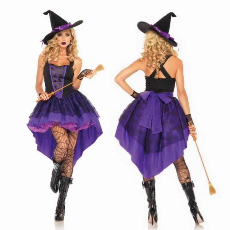 

Purple Queen Witch Fitted Dovetail Halloween Camp Clothing Ghost Bride Vampire Nightclubs Cosplay Costume