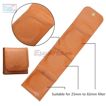 

3 Pockets Slots Portable PU Leather Filter Wallet Protector Case Pouch Bag for Nisi KnightX Zomei Kenko 25 to 82mm Lens Filters