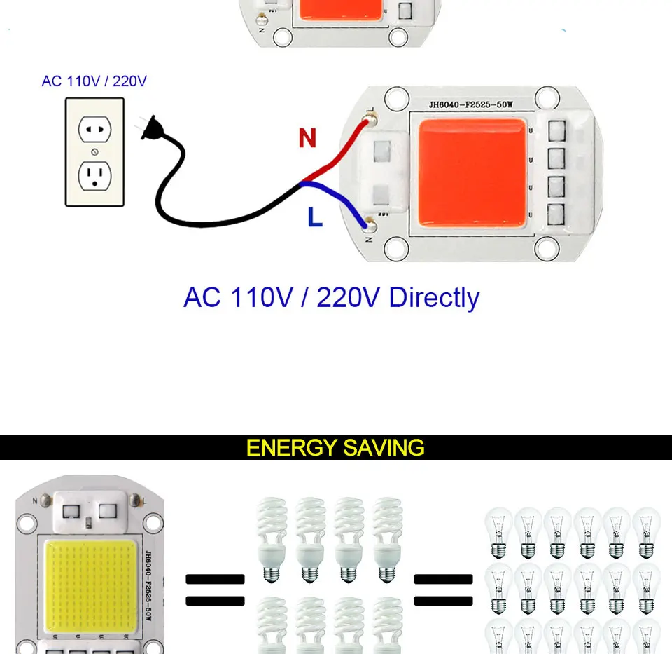 AC 110V 220V LED COB Lamp Chip 20W 30W 50W 100W 150W Full Spectrum LED Plant Grow Light Driverless Smart IC DIY LED Floodlights (12)