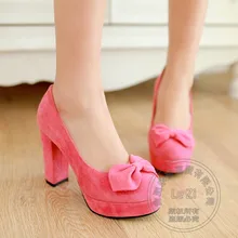 Schöne Bogen Pull Auf Einzelne Abendkleid Starke Ferse Schuhe frau Süße Große Kleine Größe Plattform Low Cut Oberteil Logopinkycolor Party