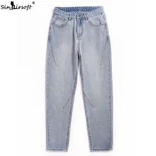 Модные женские джинсы, летние повседневные джинсы из хлопка, свободные джинсовые брюки больших размеров 31 32, новинка