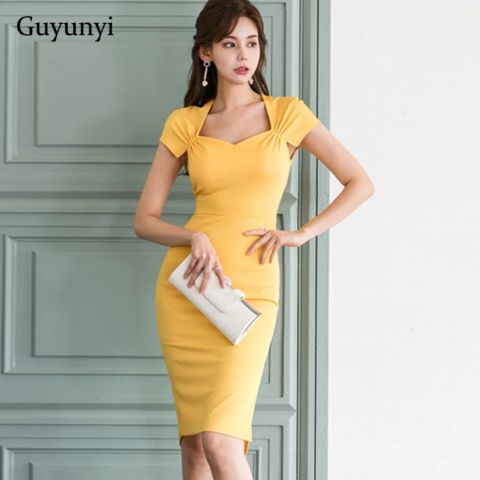 

Plain Color Office Lady Dress 2019 European Summer V Neck Simple Temperament Elegant Lrregular Slim Dress Women