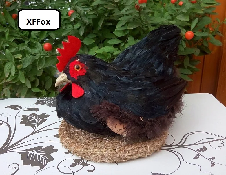 

big simulation black hen model on a mat foam&furs chicken gift about 30cm xf2052