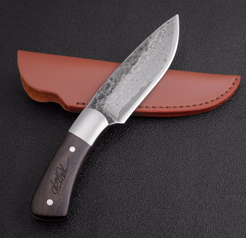 Outdoor Tactical Fixed Knives High-carbon steel Damascus pattern Knife Handmade camping Hunting Knife EDC tools Free shipping Outdoor Tactical Fixed Knives High-carbon steel Damascus pattern Knife Handmade camping Hunting Knife EDC tools Free shipping