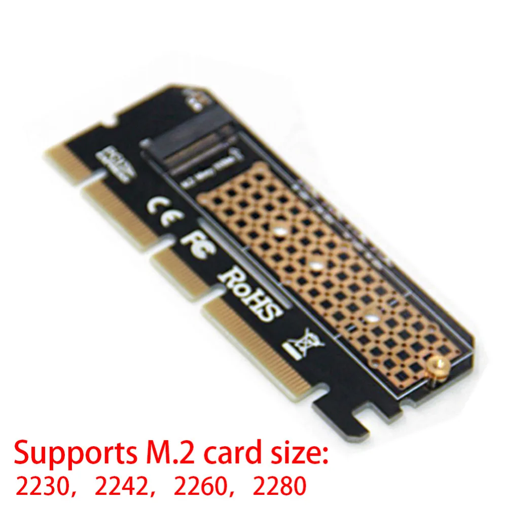 Новое поступление, корпус из алюминиевого сплава, светодиодная Плата расширения, компьютерный адаптер, интерфейс M.2 NVMe SSD для PCIE 3,0X16