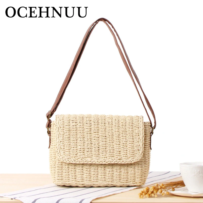 

OCEHNUU Small Crossbody Bags For Women Beach Bags Summer Straw Bolsos Mujer Weave Knitting Woman Shoulder Messenger Bags 2018