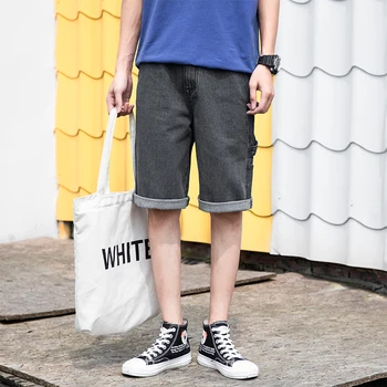 

2019 Summer New Men's Original Students Retro Solid Color Five Points Simple Wild Casual Jeans M-XXL hip hop
