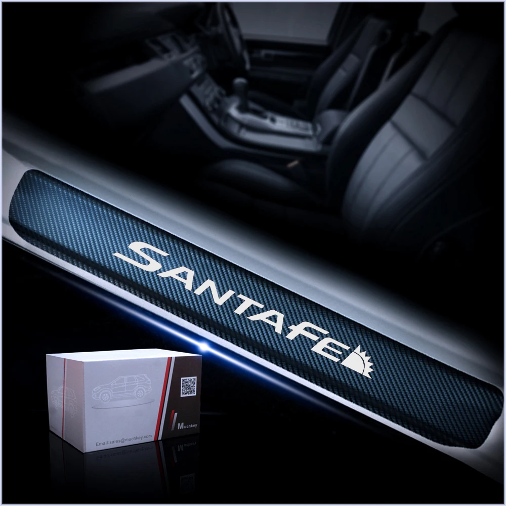 Автомобильный порог для hyundai SANTAFE Накладка на порог двери шаг протектор 4D Углеродного Волокна Виниловые наклейки автомобильные аксессуары 4 шт