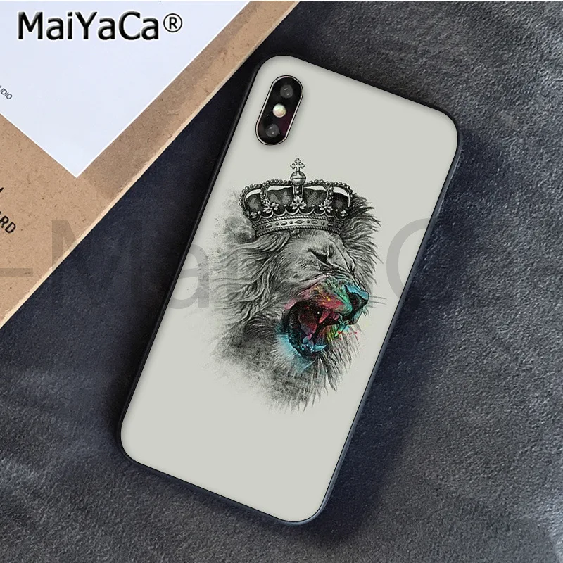 MaiYaCa Animaux Лев новое поступление черный сотовый Чехол для телефона для iphone 11 pro 6S 6plus 7plus 8 8Plus X Xs MAX 5S XR - Цвет: A8