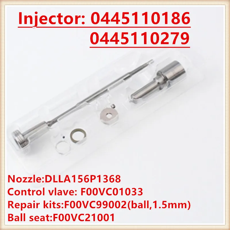 

diesel injector overhaul repair kits nozzle DLLA156P1368 valve F00VC01033 Sealing ring ball 1.5mm for 0445110186,0445110279