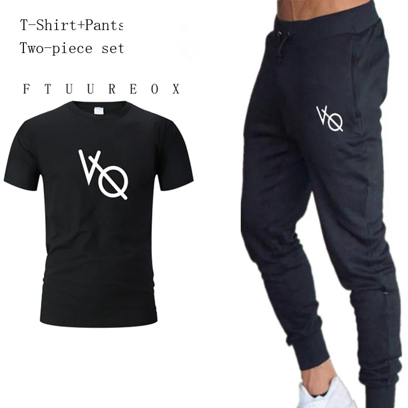 

Spring and summer breathable sweatpants men's running pants + T-shirt with gym training pants jogging pants fitness trousers men