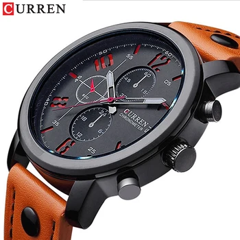 

2018 CURREN Men Sport Watch Waterproof Fashion Wristwatch Montre Homme Genuine Leather Relojes Hombre Quartz Male Business Watch