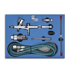 Двойного действия кормить Аэрограф для аэрографии пистолет Набор для макияжа ногтей дизайн металлическое ремесло татуировки торт украшения 0,2 0,3 0,5 мм