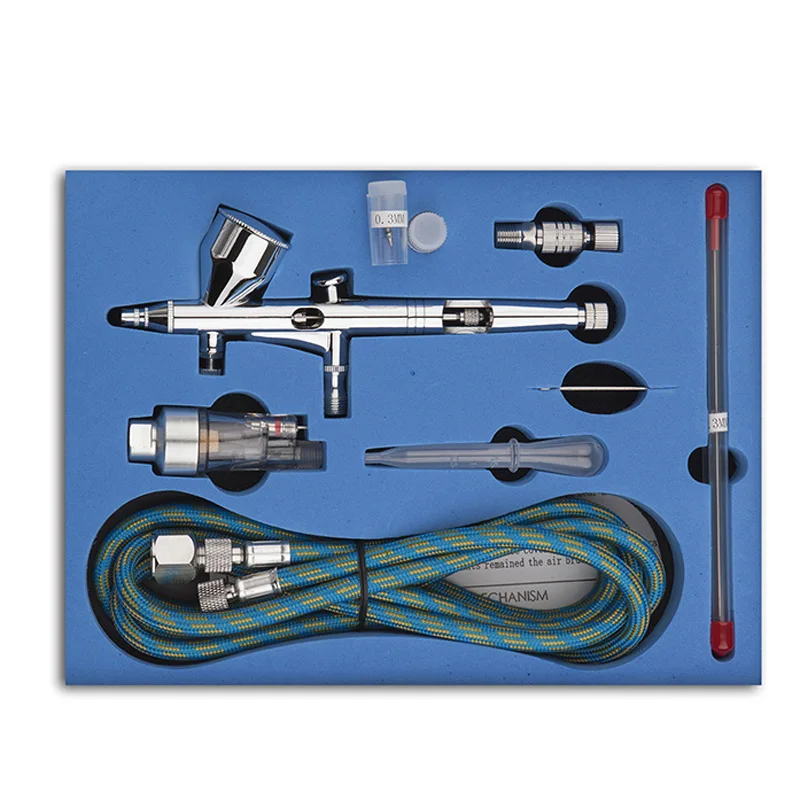 

Dual Action Feed Airbrush Gravity Air Brush Spray Gun Kit For Makeup Nail Art Design Craft Tattoo Cake Decorating 0.2 0.3 0.5mm