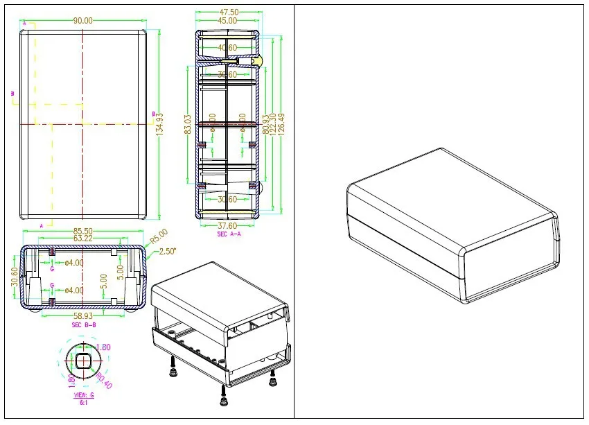 135*90*45 мм Пластиковый корпус для электронных проектов abs корпус DIY Настольный чехол PLC pcb дизайн распределительная розетка переключатель управления коробка