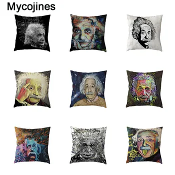 

Scientist Einstein cushion cover Polyester Peach Skin Pillowcover Residential Bedroom Sofa Living Room Decorate Print Pillowcase