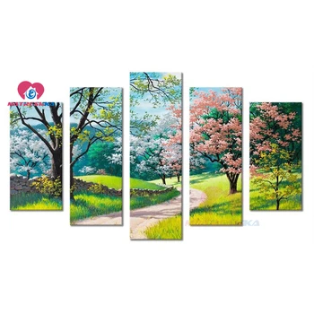 

5PCS Full Diamond Embroidery tree 5d Diy Diamond Painting Full Mosaic wall art Modular pictures canvas pictures for living room