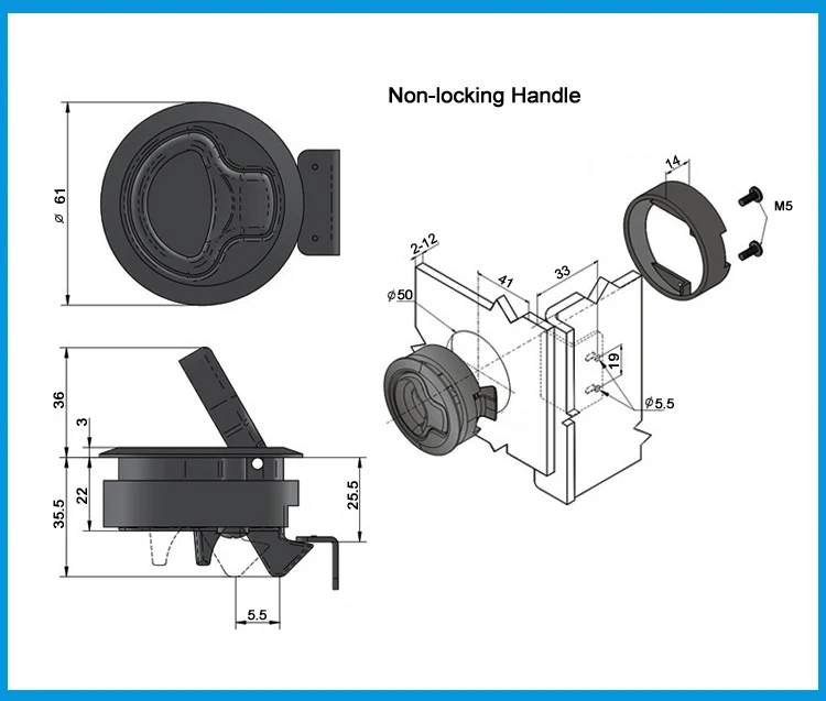 Preto Nylon Nenhuma Tecla Flush Pull Travas Slam Trava Elevador Handle Deck Boat Marinha Hardware Marinhos 6 Preto nylon NENHUMA tecla Flush Flush Pull