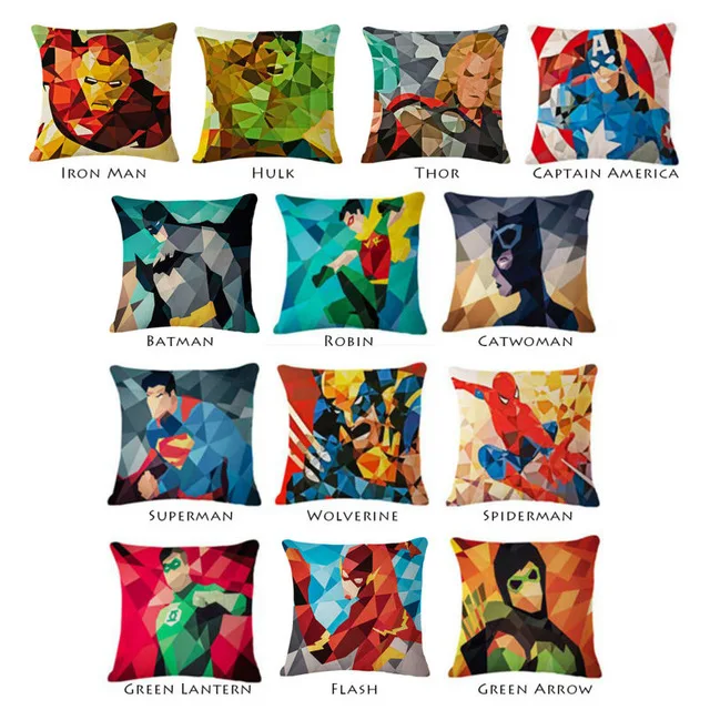 

Tyre Cushion Geometric Pillow Case Avenger X MEN Superhero Marvel DC Comics Coating In And Soft short plush PillowCase