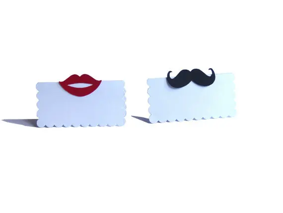 Mustache lips tent placecards Wedding bridal baby shower Party seating table number name Tented Escort place Cardpc001