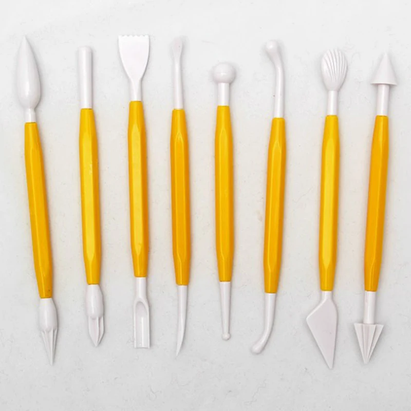 

Hot sale 8pcs Fondant Modelling Decorating Flower Pastry Mold Pastry Carving Cutter Clay Modelling Plastic Baking Craft Tool Set