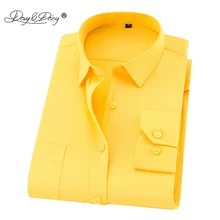 DAVYDAISY Новое поступление мужская рубашка с длинным рукавом мужские деловые Повседневные Рубашки Twill белая желтая рубашка брендовые Формальные Рубашки мягкие DS275