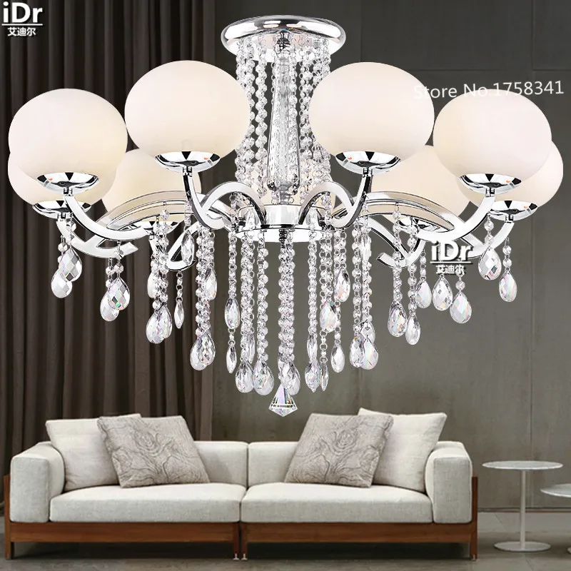 High end European style Glass shade K9 crystal chandeliers Bedroom lamp