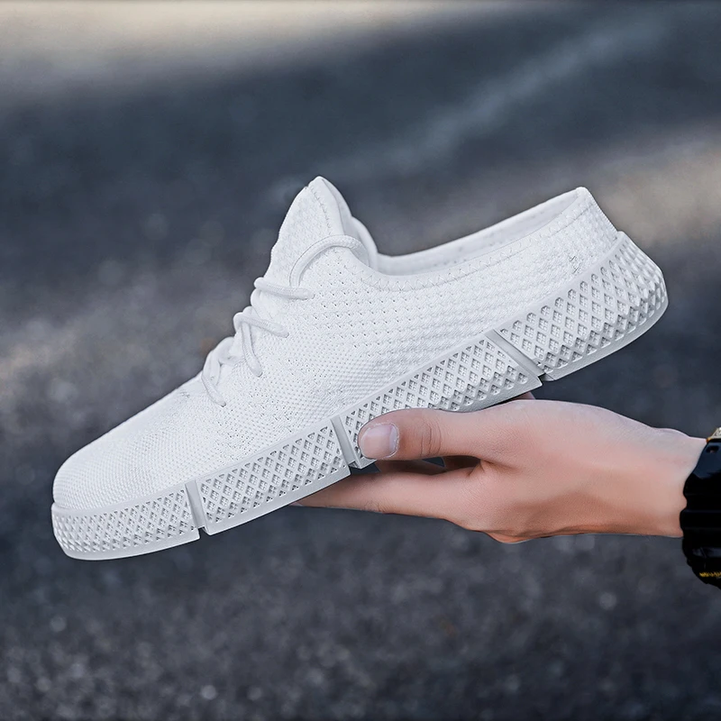 

Men Sneakers Men Casual Shoes Brand Men Shoes Male Mesh Flats Plus Big Size Loafers Breathable Slip On Pure White C4