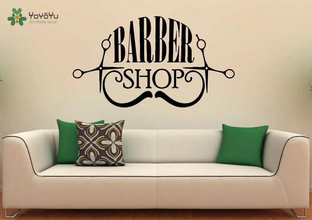 

YOYOYU Vinyl Wall Decal Barber Shop Scissors Beard Interior Room Mirror Door Art Modern Decoration Stickers FD518