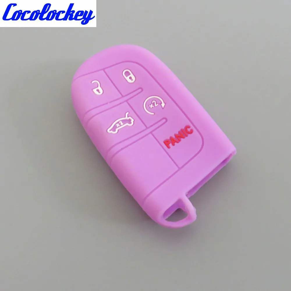 Cocolockey силиконовый чехол ключ для Jeep Cherokee Renegade для Dodge Journey Dart Durango Зарядное устройство для Chrysler 300C случае ключ - Название цвета: Purple