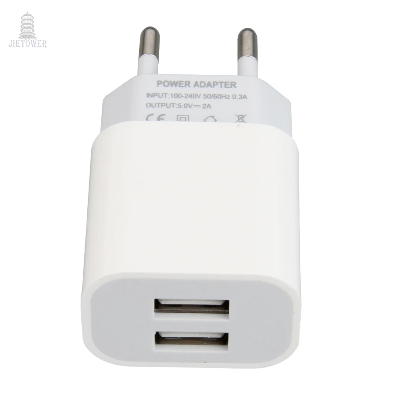 50 шт./лот 2 USB 2usb зарядного устройства мобильный телефон EU зарядное устройство