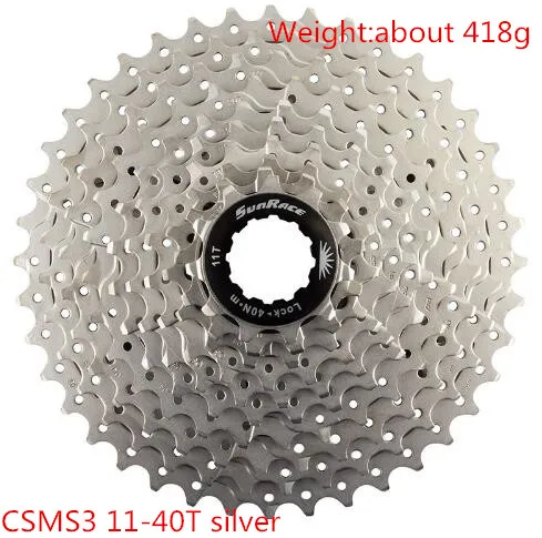 CSMS3 11 40T silver Sunracing кассета 10 скоростей 10 в CSMS3 CSMX3 11-40 т/11-42 т MTB велосипед кассета свободного хода широкое соотношение велосипед mtb кассета свободного хода - Цвет: CSMS3 11 40T silver