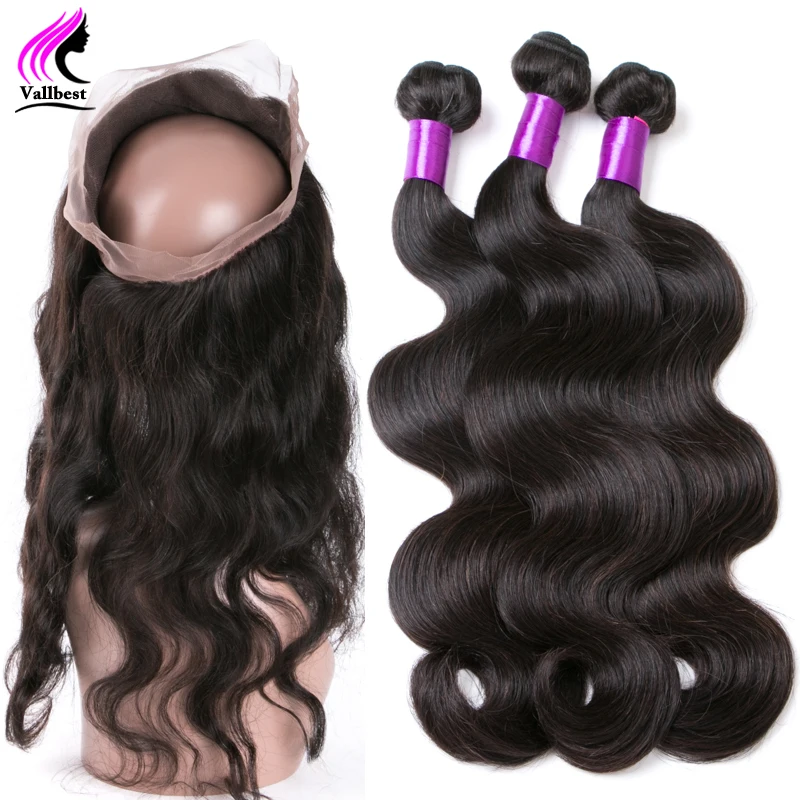 360 Lace Frontal With Bundle Brazilian Virgin Hair Body Wave With Frontal Closure 360 Frontal With 3 Bundles With Lace Closure