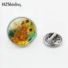 2022 New The Starry Night By Van Gogh Pin Stainless Steel Art Painting Lapel Pin Glass Cabochon Jewelry ► Photo 3/6